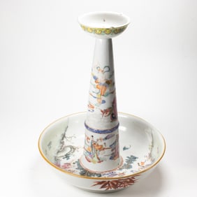 A Chinese famille rose candle holder