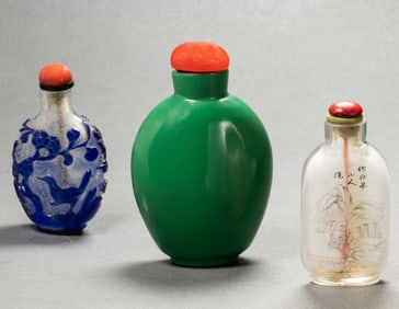 (lot of 3) Chinese glass snuff bottles