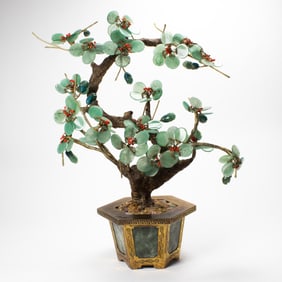 A Chinese hardstone bonsai planter