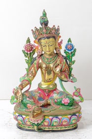 A Himalayan polychromed bronze figure of Tara