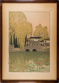 Hiroshi Yoshida (1876-1950) - Willow and Stone Bridge