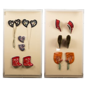 A group of Chinese embroidered accessories