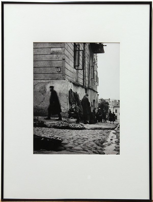 Tim Gidal, Fruitseller, Berlin, gelatin silver print: Tim Gidal (German, 1909-1996), Fruitseller, Berlin, gelatin silver print, signed lower right, sight: 13.5"h x 10.5"w, overall (with frame): 24"h x 18"w