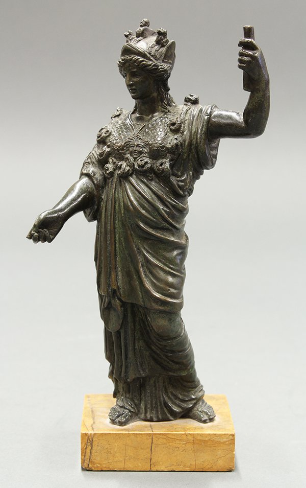 European School (late 18th/early 19th century), Athena : European School (late 18th/early 19th century), Athena Dressed in Armor and Helmet, bronze sculpture on a jasper base, overall: 9.25"h x 5"w x 2.5"d. Provenance: Deaccessioned from the Art, Design & A