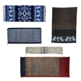 (lot of 5) Indonesian woven textiles