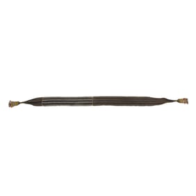 A Bagobo woven cotton belt with glass and brass beadwork