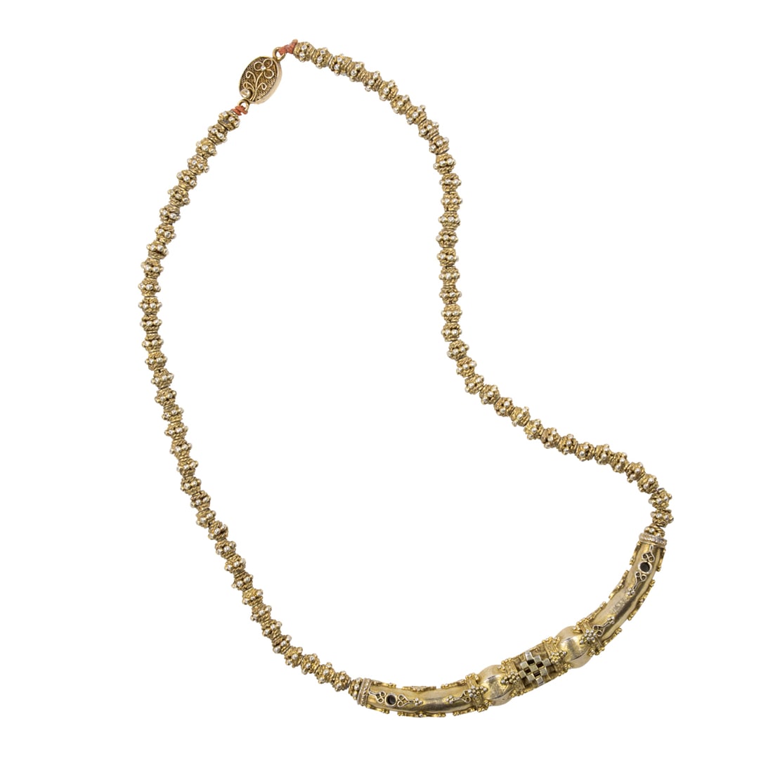 A Sri Lankan gilt silver filigree bead necklace (1 of 2)