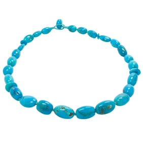 A fine Persian turquoise bead necklace