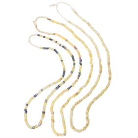 Three strands of Venetian gooseberry glass trade beads