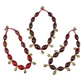(lot of 3) Indian Naga glass and brass bead necklace