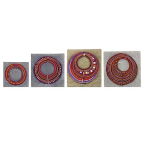 (lot of 4) Maasai multi-colored glass bead necklaces