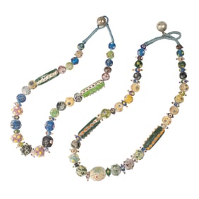 (lot of 2) Islamic style glass bead necklaces