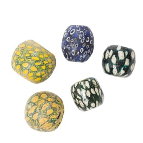 (lot of 5) Ancient Javanese glass beads