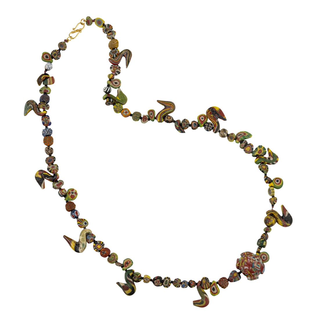 A strand of ancient Byzantine folded mosaic glass beads (1 of 2)