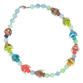 A Japanese and Chinese glass bead necklace