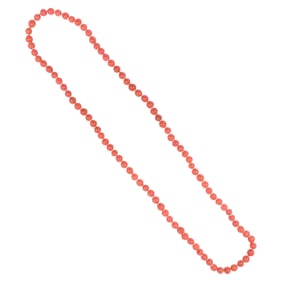 A Chinese strand of pink glass beads