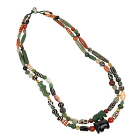 An ancient Burmese Tircul beads double-strand necklace
