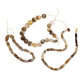 Three strands of ancient banded agate beads from Afghanistan