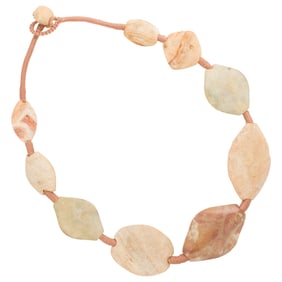 An ancient Central Asian calcite and faience bead necklace