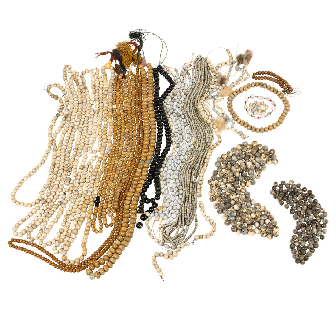 A group of Sino-Tibetan Job's tear seed prayer beads: A group of Sino-Tibetan Job's tear seed prayer beads. 20th century, 38" longest. Provenance: Naomi Lindstrom