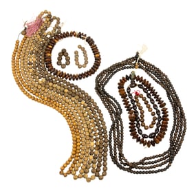 A group of Sino-Tibetan wood prayer beads