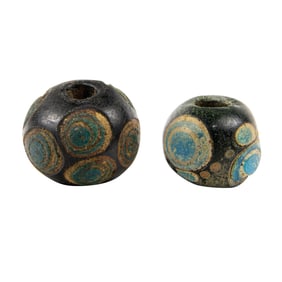 (lot of 2) Warring States glass 'eye' beads