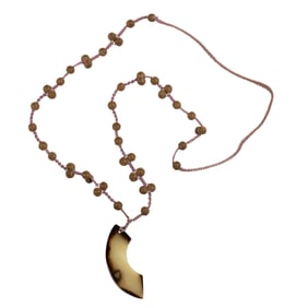 A strand of Chinese reconstituted medical beads and a jade pendant