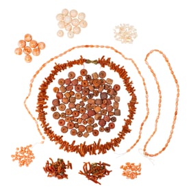 A group of coral beads