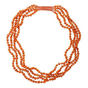 A group of Sino-Tibetan red coral beads