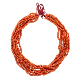 A group of Sino-Tibetan red coral beads