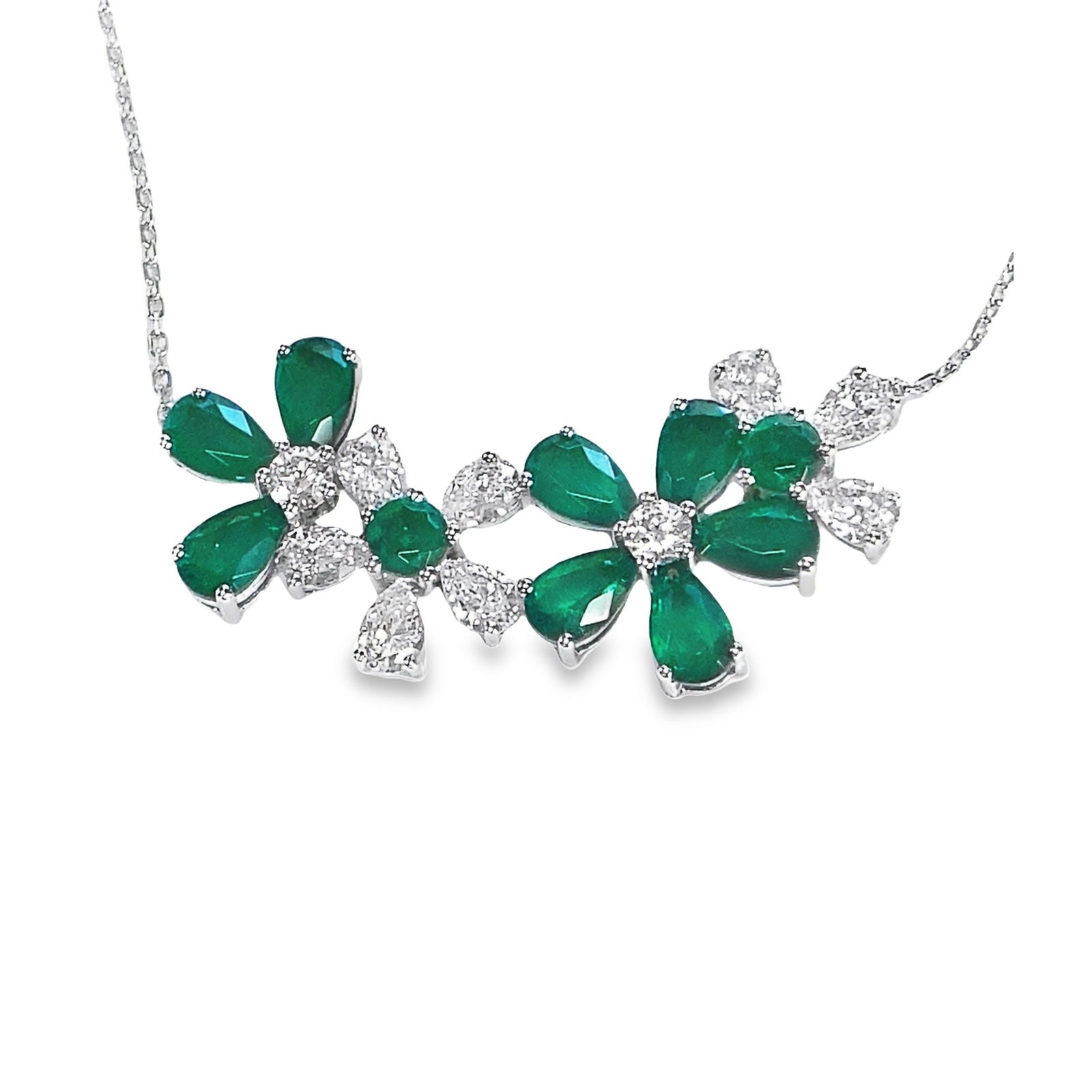 Lab Emerald, Diamond Pendant Necklace (1 of 4)