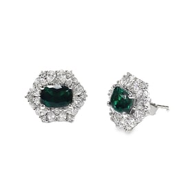 Lab-Grown Emerald and Diamond Earrings