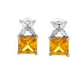 Lab Diamond and Sterling Silver Earrings