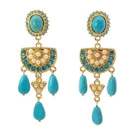 Turquoise and Gold-Plated Silver Earrings