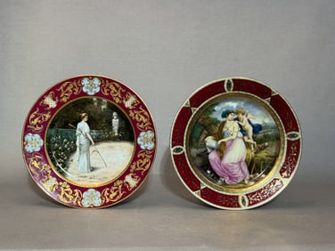 Two Royal Vienna Hand Painted Porcelain Dishes