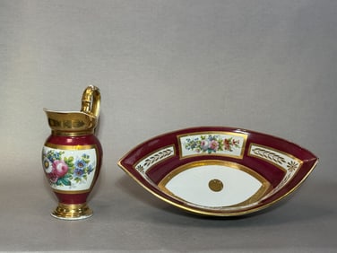 Antique Sevres Porcelain Bowl and Pitcher Set