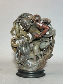 Chinese Shoushan Stone Carving of Daoist Deity