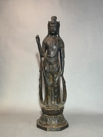 Japanese Large Bronze Standing Kuanyin