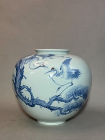 Korean Porcelain Vase with Cranes