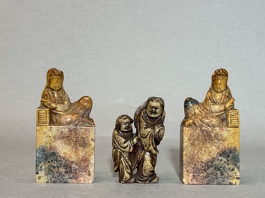 Three Chinese Shoushan Stone Carving