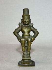 Indian Antique Bronze Standing Figurine, 18th Century