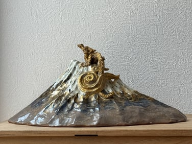 Japanese Studio Porcelain Okimono of Mt.Fuji
