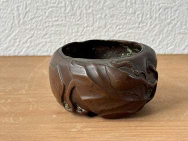 Antique Chinese Scholar Bronze Water Pot of Melon Shape