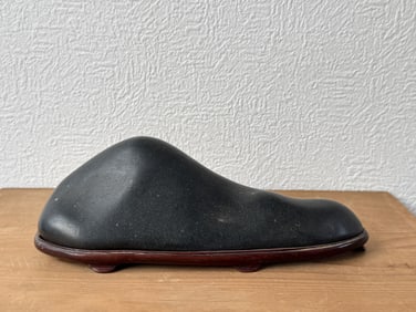 Japanese Smooth Black Scholar rock with Base