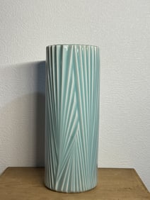 Japanese Celadon Porcelain Clydrical Shaped Ikebana Vase