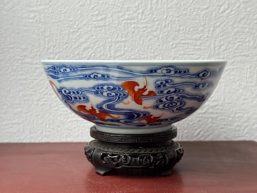 Chinese Porcelain Bowl with Bats