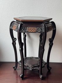 Japanese Hardwood Stand with Boxwood Inlay