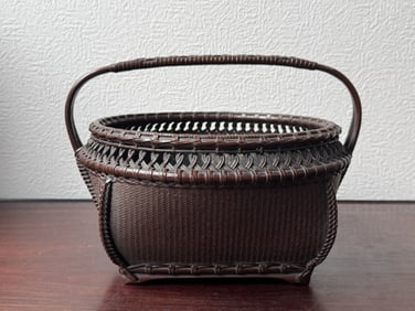 Japanese Bamboo Basket with Dense Woven