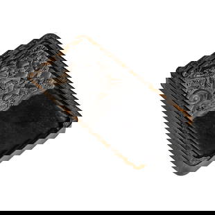 A Rectangular Ink Stone: A rectangular ink stone. 6.5"h x 3.54"w x 0.79"l (16.5 x 9 x 2 cm) Note: THIS ITEM IS IN LOS ANGELES.