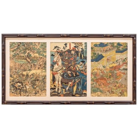 Three Edo Japanese Woodblock Prints, Utagawa Kuniyoshi (1798 - 1861), Katsukawa Shuntei (1789 -